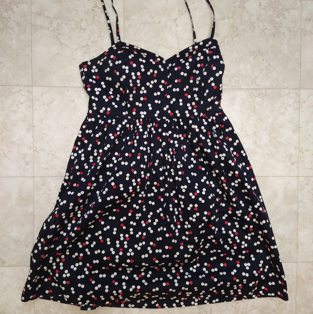 Gap women's dress navy blue polka dot